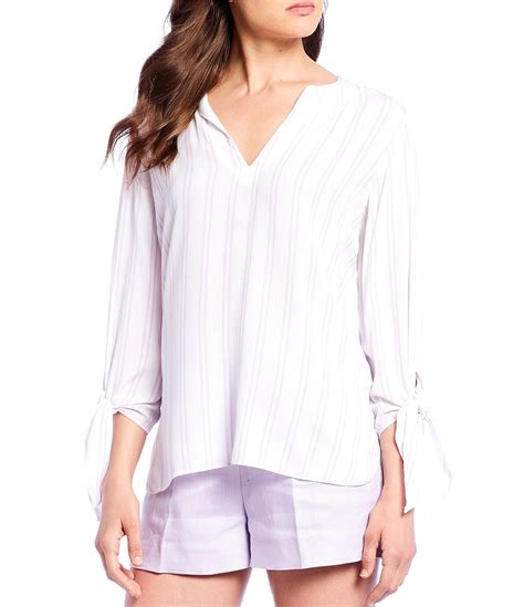 michael kors tie neck blouse|michael kors striped top.